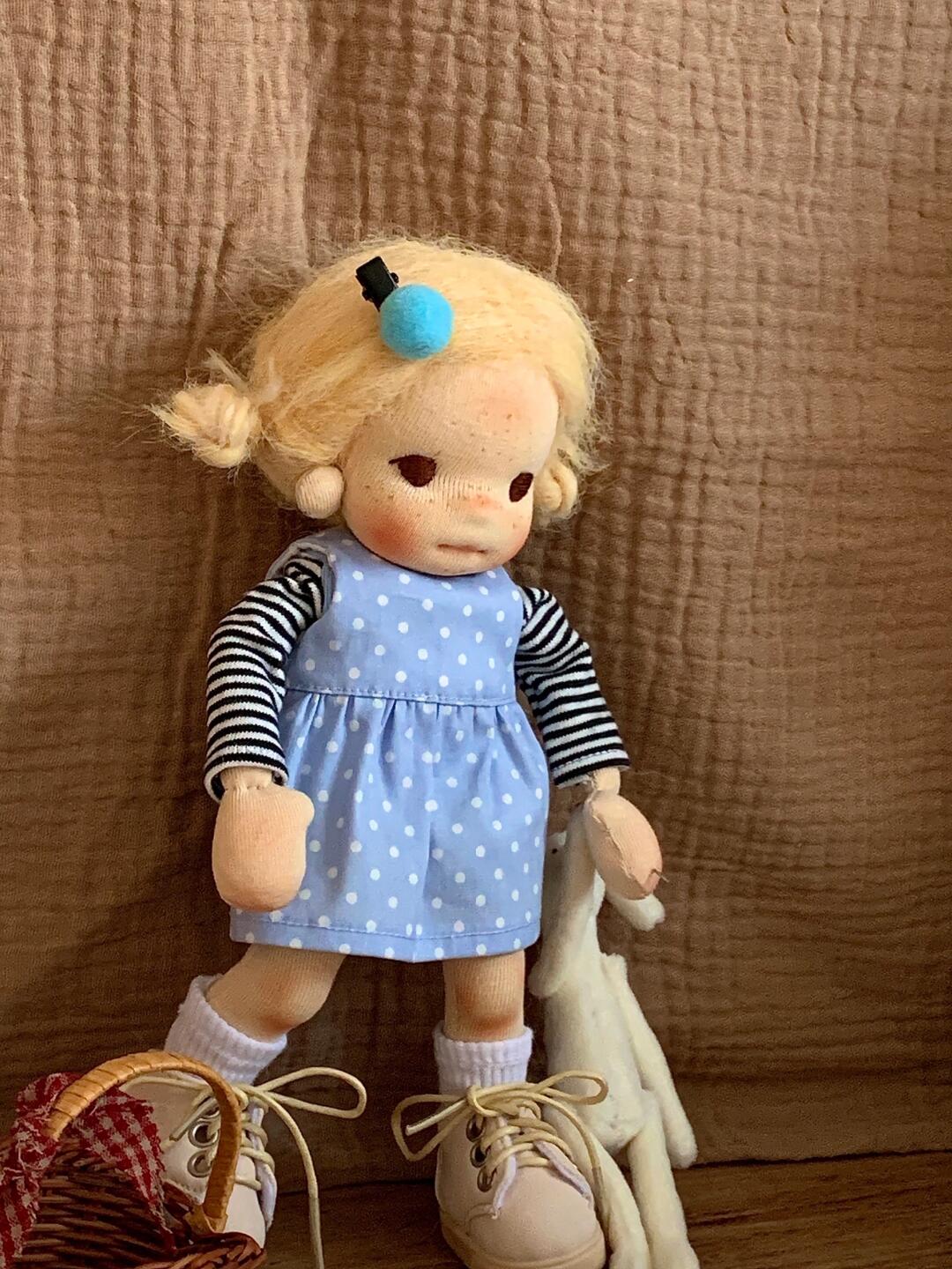 blue skirt doll