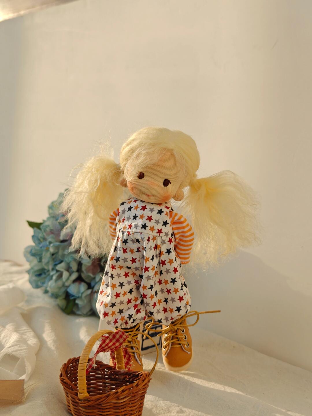 little girl wearing star pants