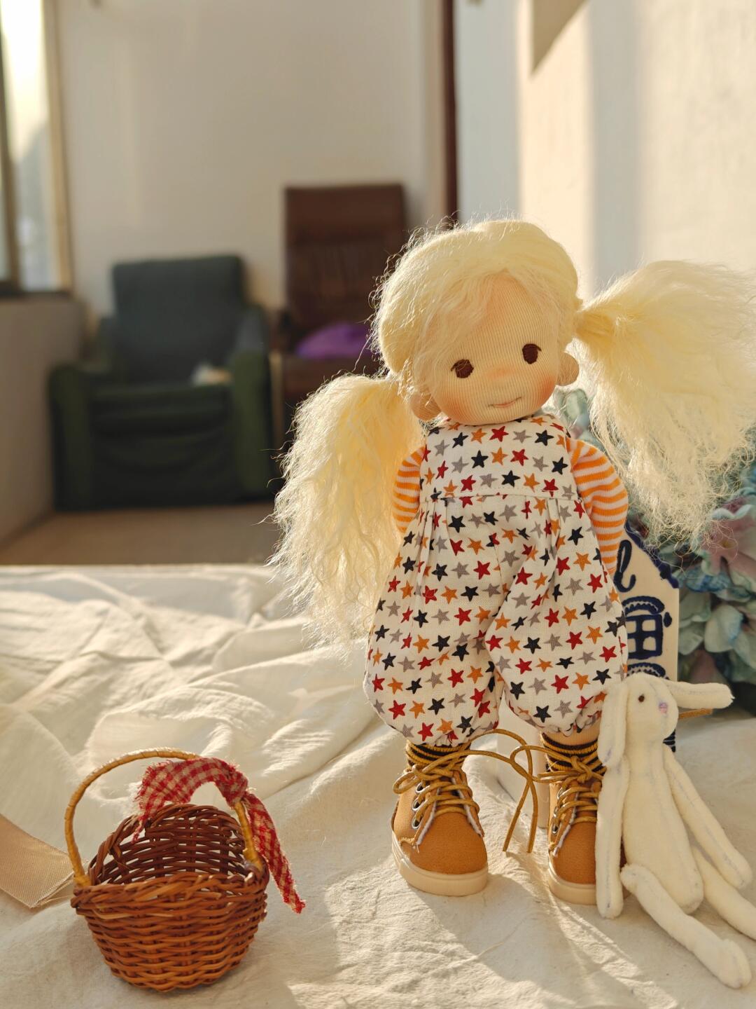 little girl wearing star pants