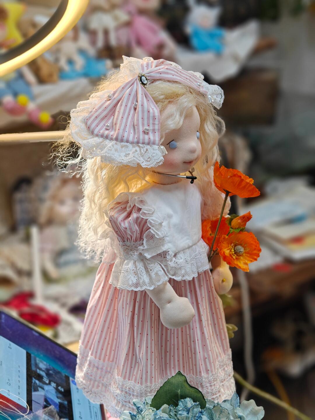 little girl with pink bow