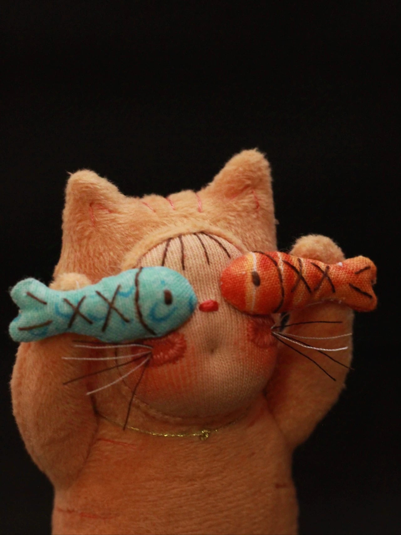 two fish orange cat