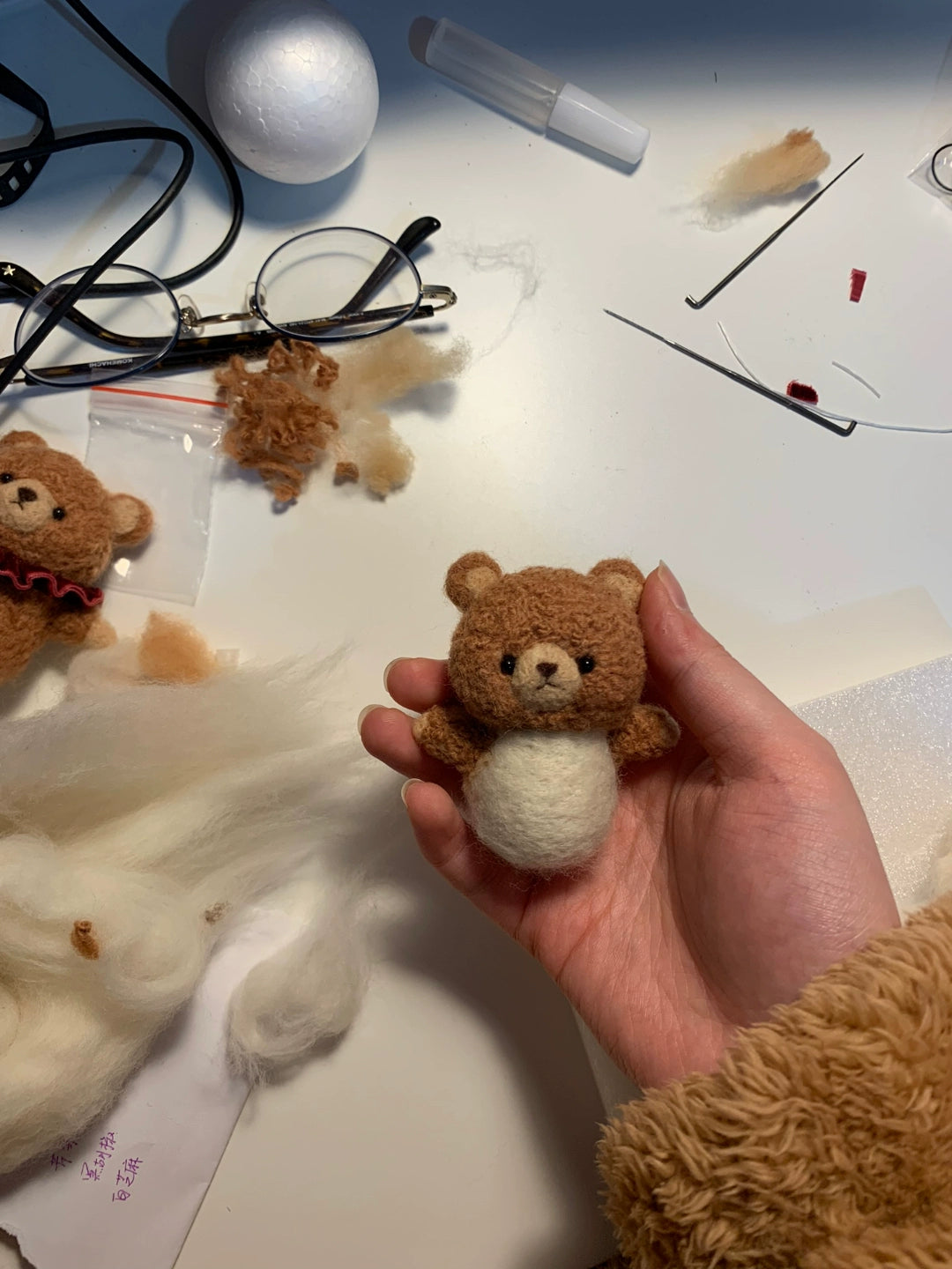 Wool felt ballet bear fat version
