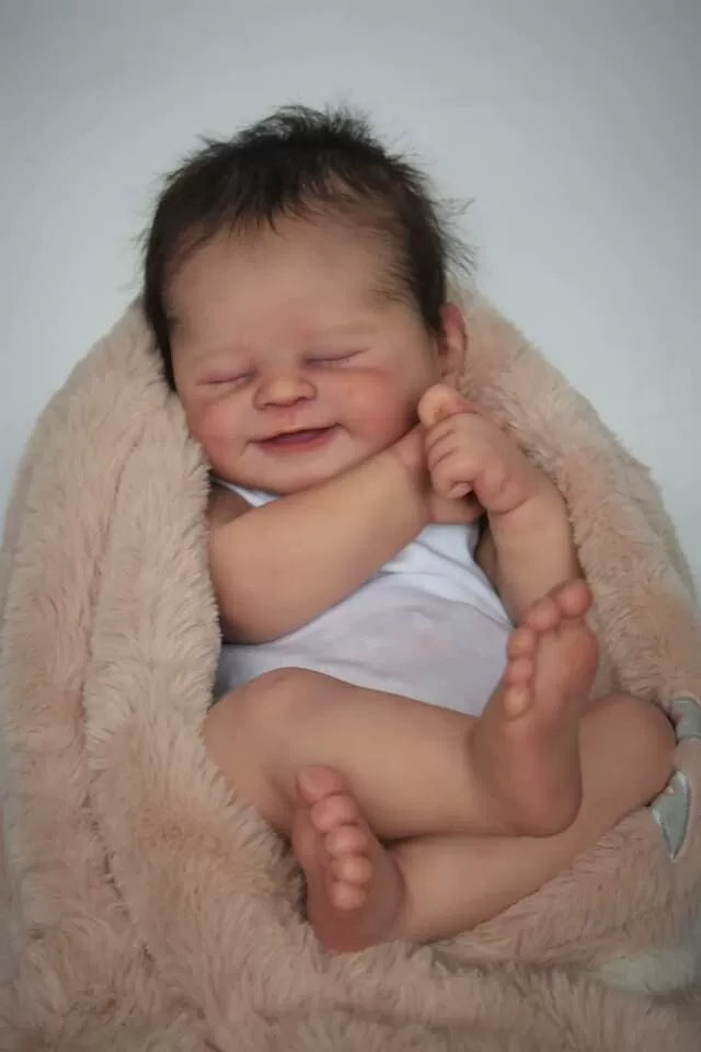 19-Inch newborn baby, simulated cute smiley face doll, purely handmade, visible venous blood