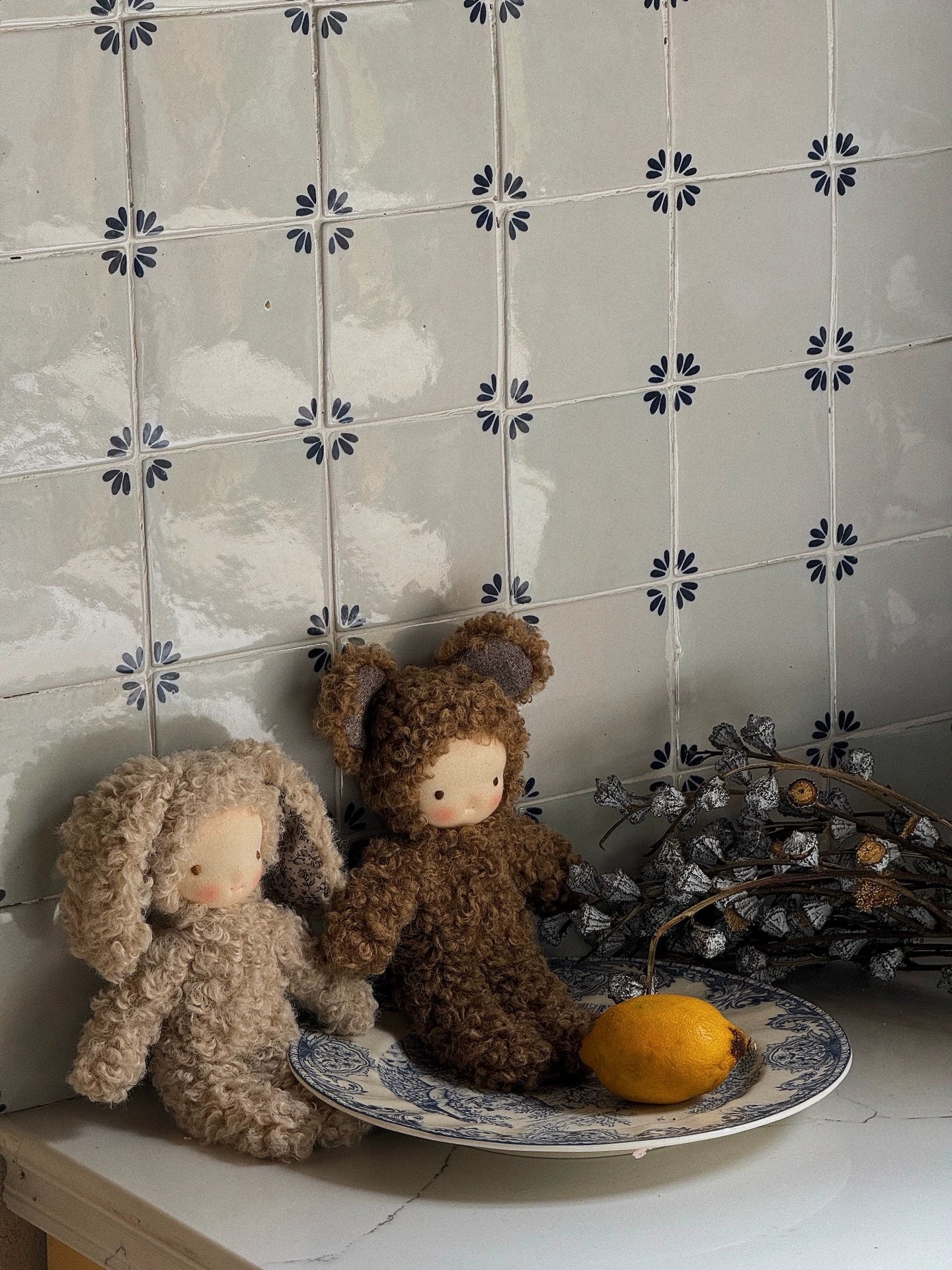 2 Waldorf handmade dolls
