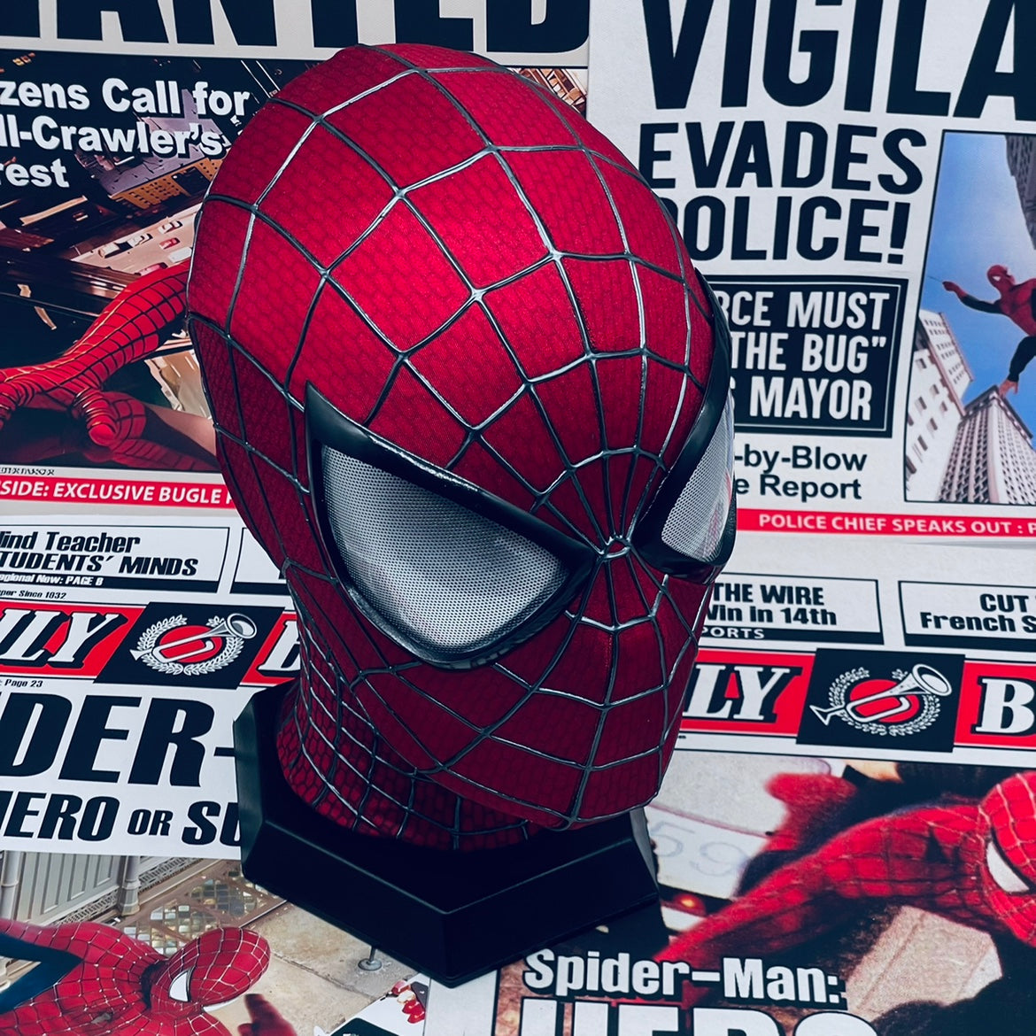 Movie - restored mask from The Amazing Spider - Man 2, handmade headgear of Peter Parker played by Andrew Garfield