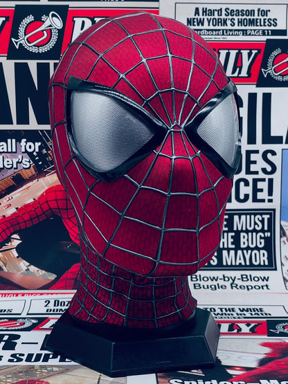Movie - restored mask from The Amazing Spider - Man 2, handmade headgear of Peter Parker played by Andrew Garfield