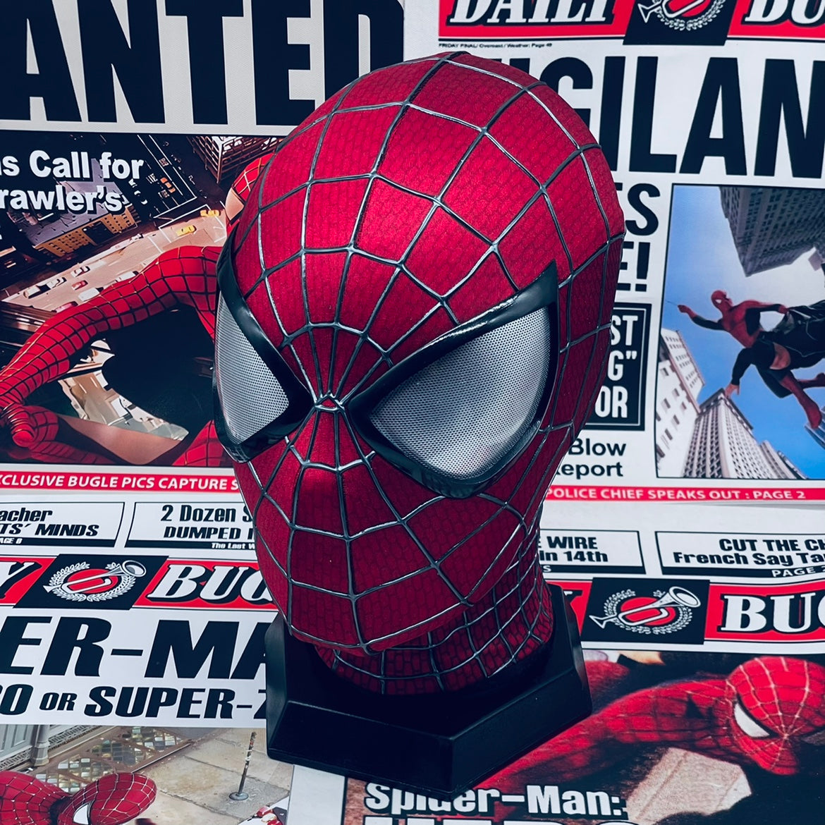 Movie - restored mask from The Amazing Spider - Man 2, handmade headgear of Peter Parker played by Andrew Garfield