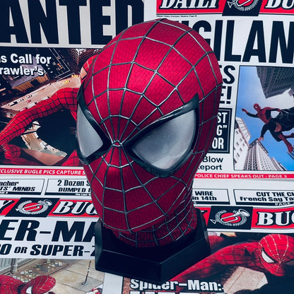 Movie - restored mask from The Amazing Spider - Man 2, handmade headgear of Peter Parker played by Andrew Garfield