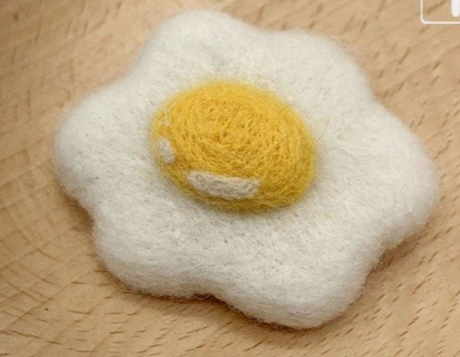 Wool felt poached egg pendant