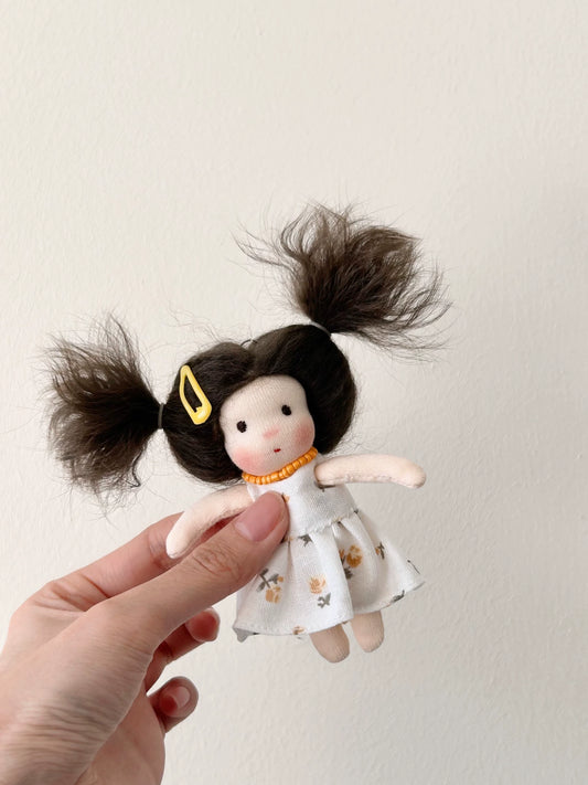 Mini doll, Waldorf doll pendant.