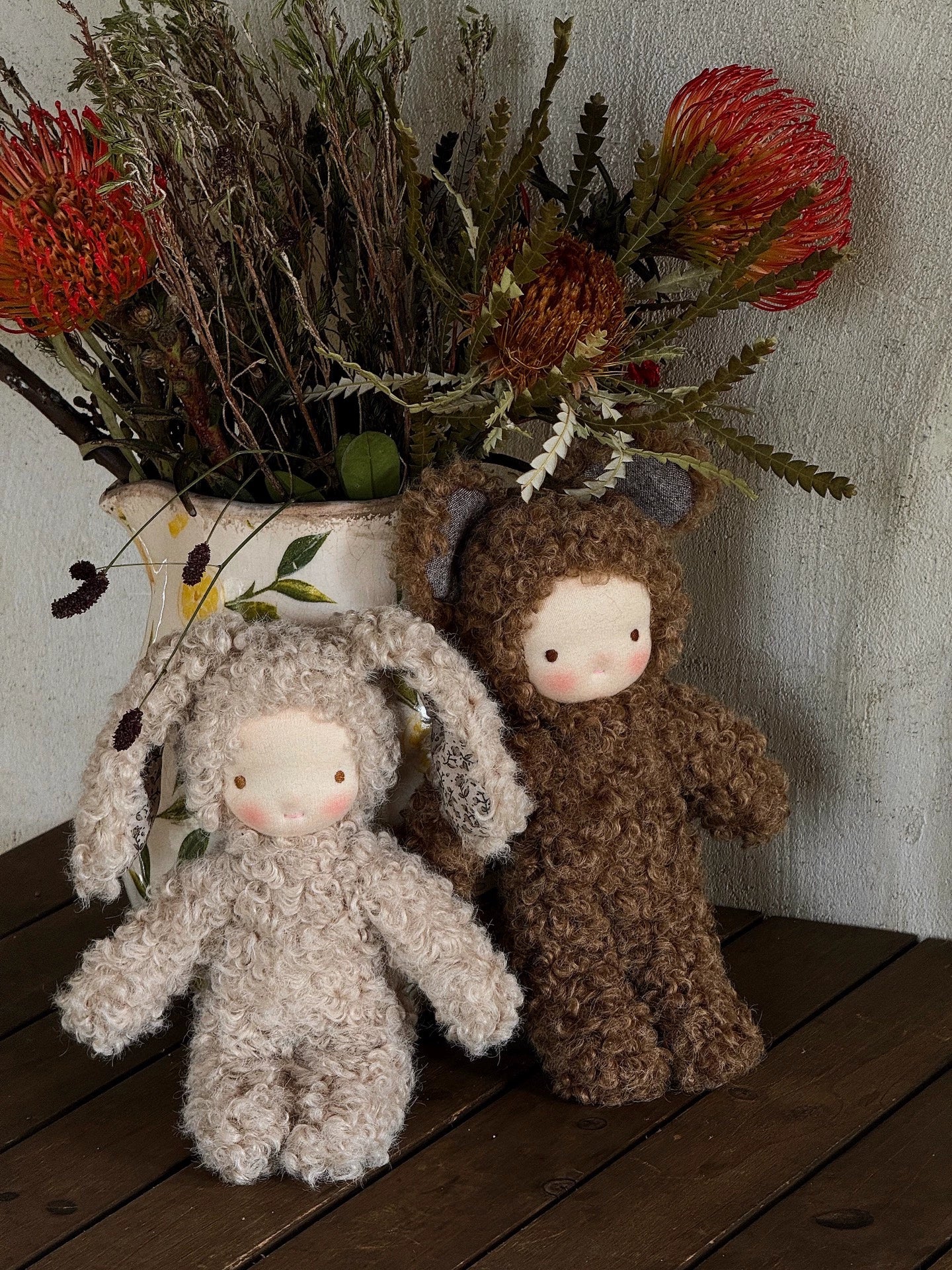 2 Waldorf handmade dolls