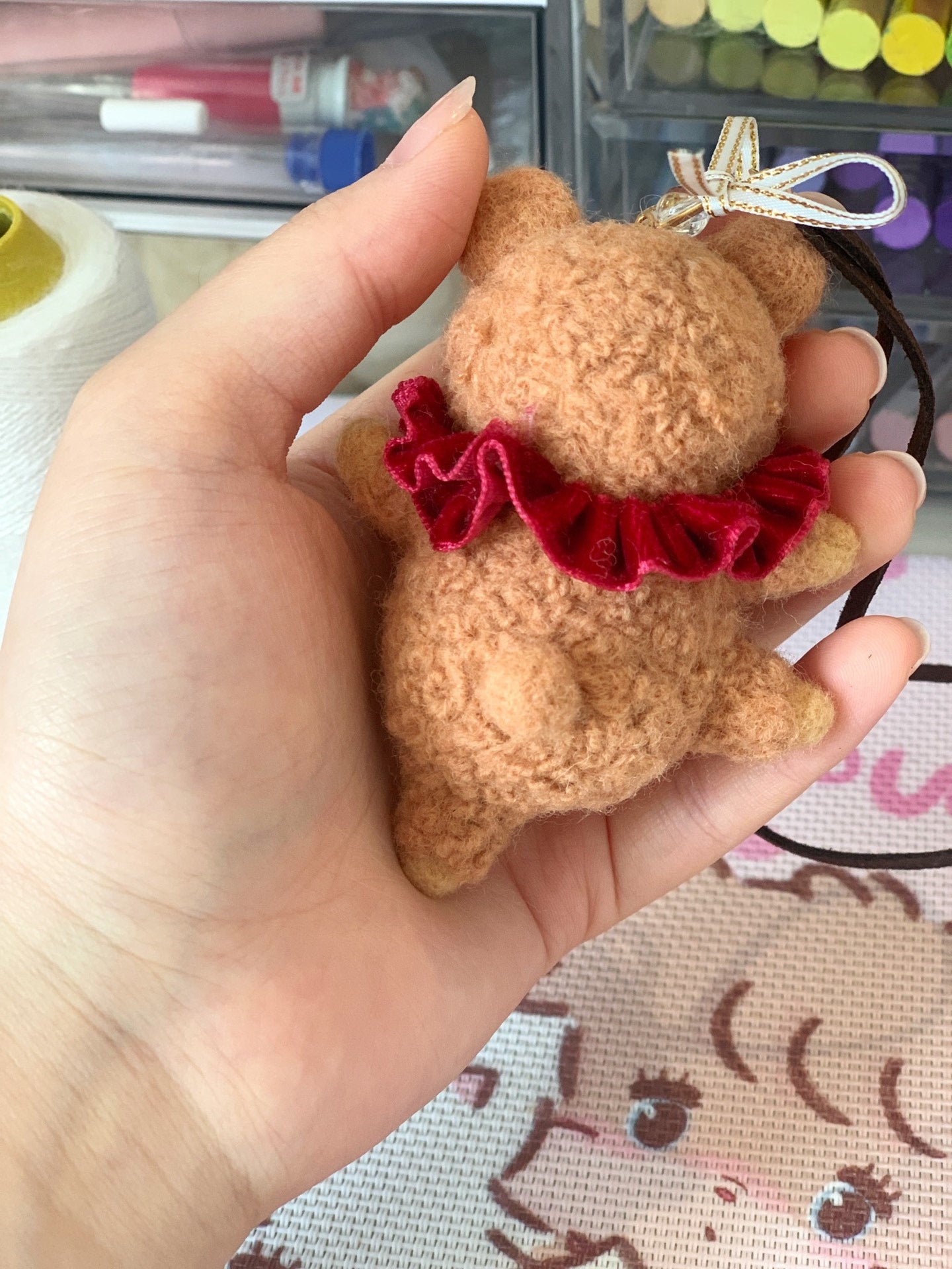 Wool felt ballet bear fat version