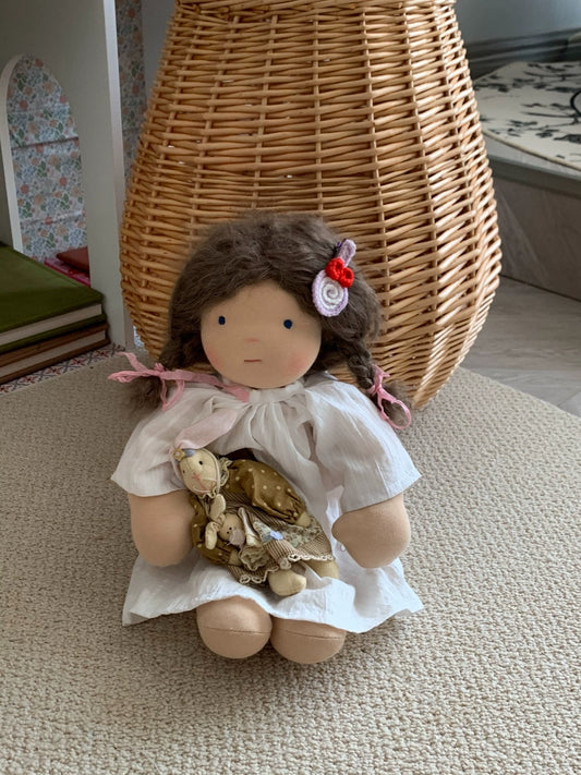 little girl in white skirt