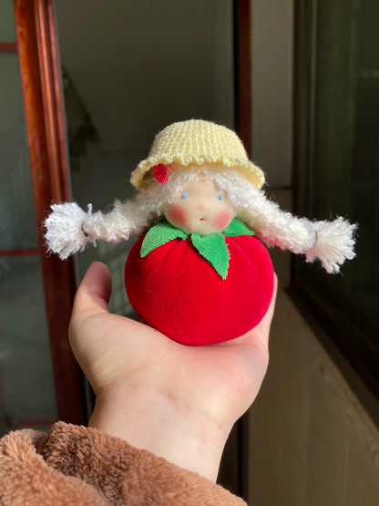 Hand-sewn tomato doll