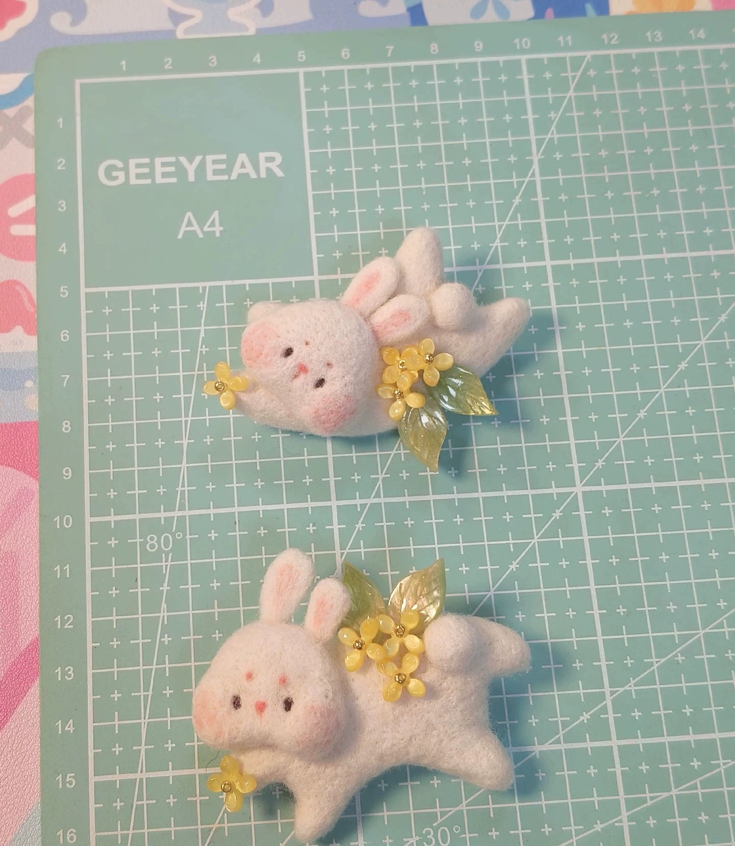 Osmanthus rabbit brooch