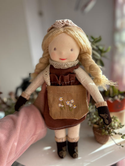 girl with a floral bag