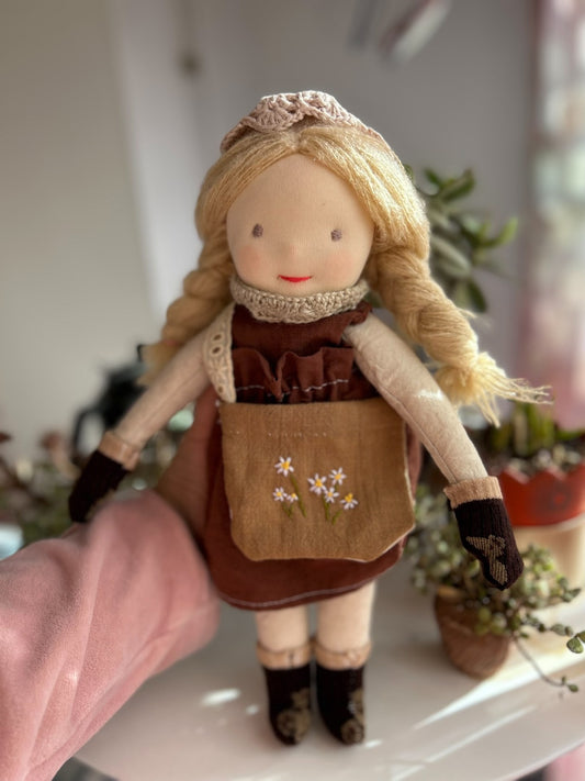 girl with a floral bag